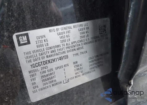 2017 Chevrolet Colorado Z71 from USA, damaged, VIN 1GCGTDEN2H1149159